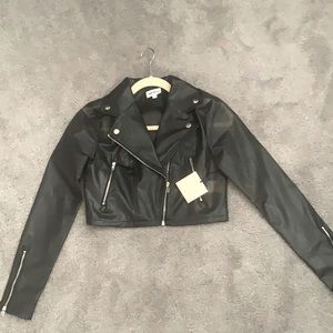 Superdown NWT cropped moto rain jacket xxs